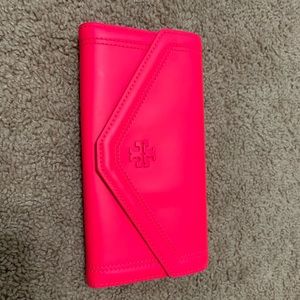 Tory Burch neon wallet